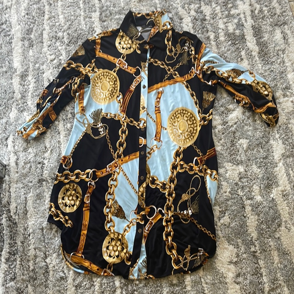 Chain graphics dress 1x knee length